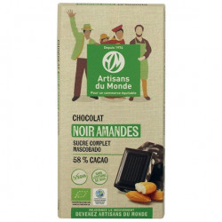 Chocolat noir équitable et bio aux amandes