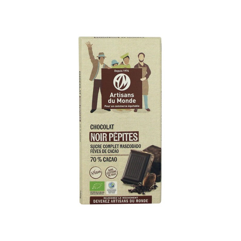 Chocolat noir équitable et bio pépites